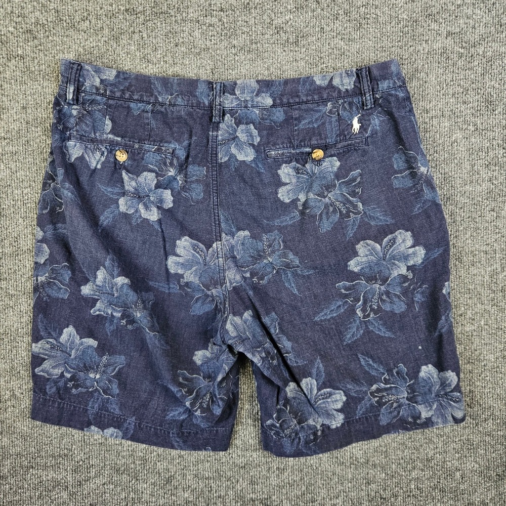 Polo Ralph Lauren Floral Shorts Mens 35 Classic Fit Hibiscus Blue Coastal Preppy - Picture 7 of 8